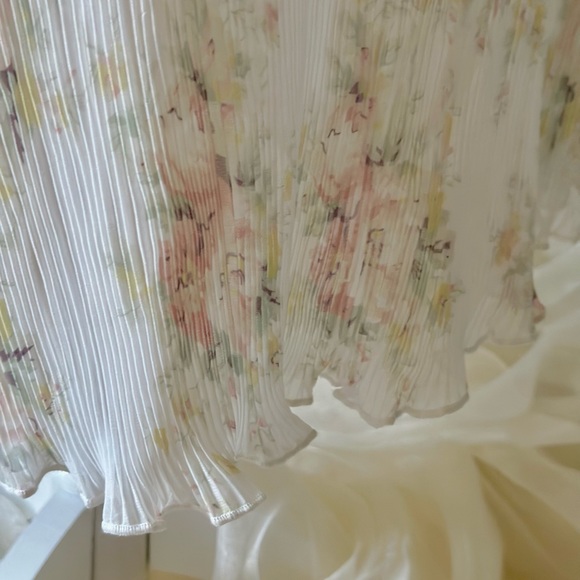 GANNI Mini Fluted Floral Dress in Ivory XS / 32 - Picture 9 of 13